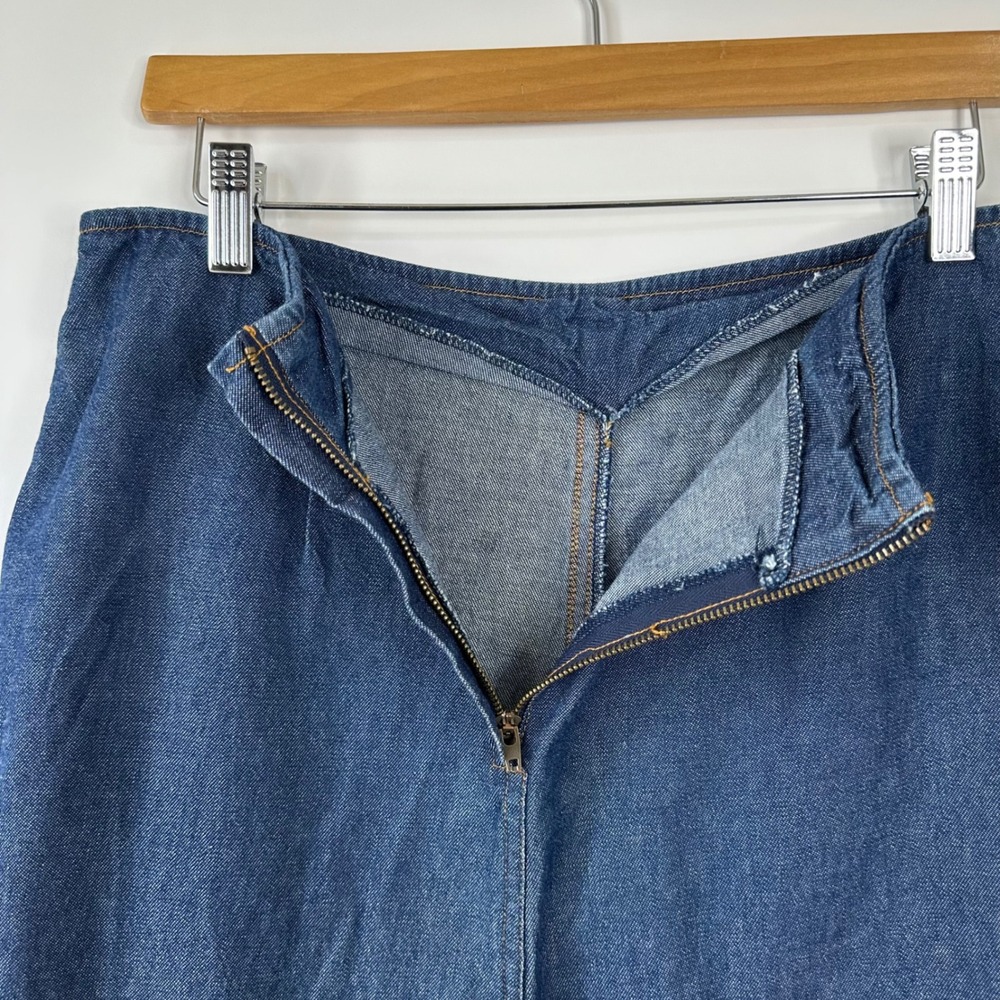 Forenza Denim Maxi Skirt Size 30 Blue Jean Mermaid Frayed Hem 100% Cotton - Picture 5 of 6